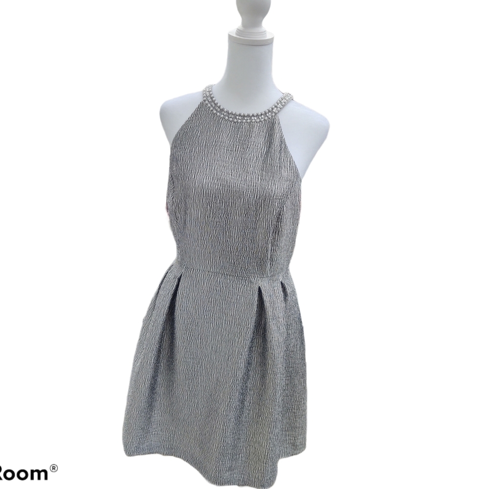 Jennifer Lopez Silver Halter Neck Party Dress